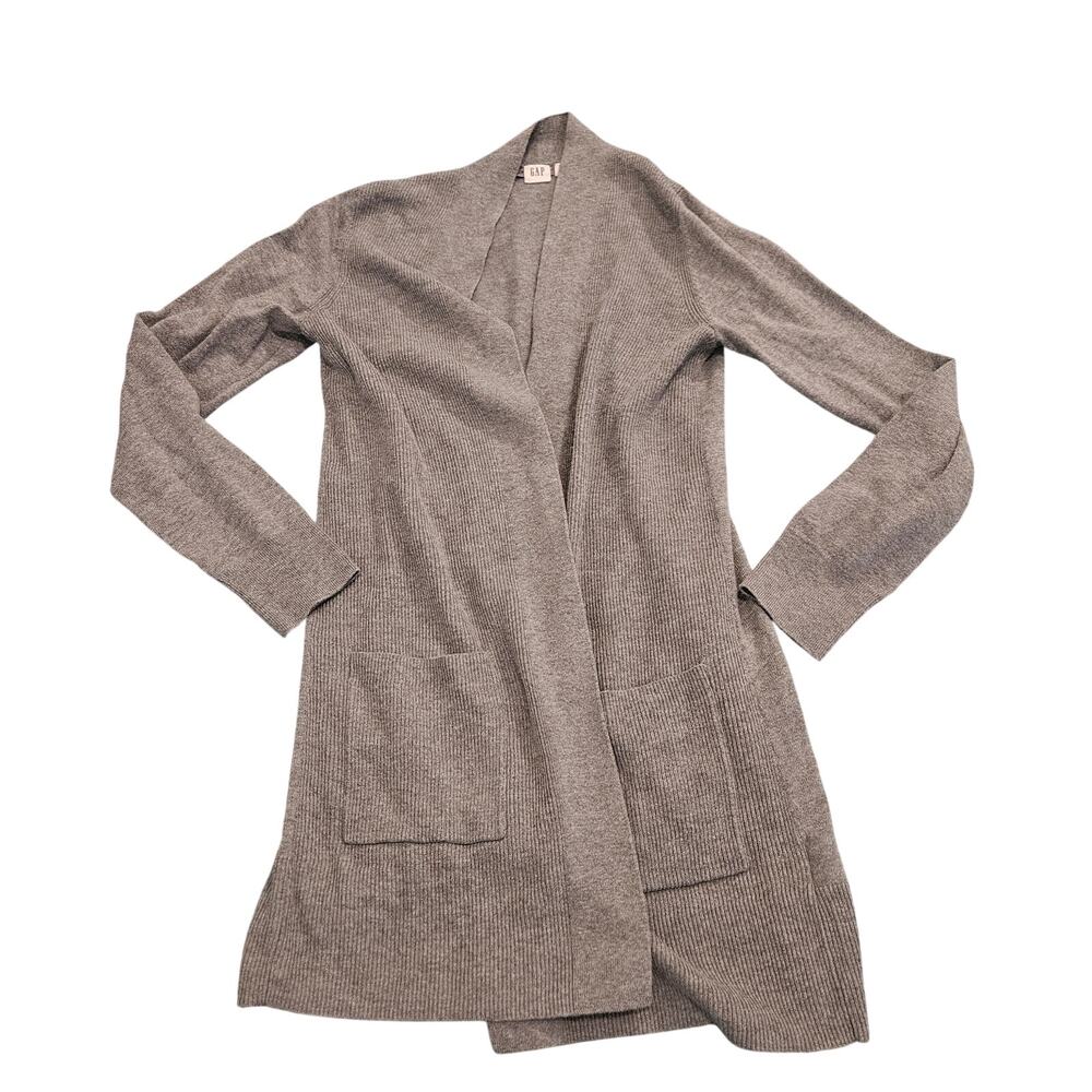 GAP Gray Open Front Longline Cardigan Sweater Women's XS Pockets